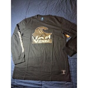 Vast Mens Long Sleeve Surf Graphic T-Shirt Black XL B3892-BLACK-XL NWT
